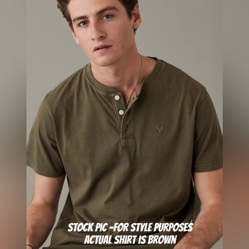 American Eagle Outfitters Brown Shirt Casual Cotton men’s size Large (D106)
